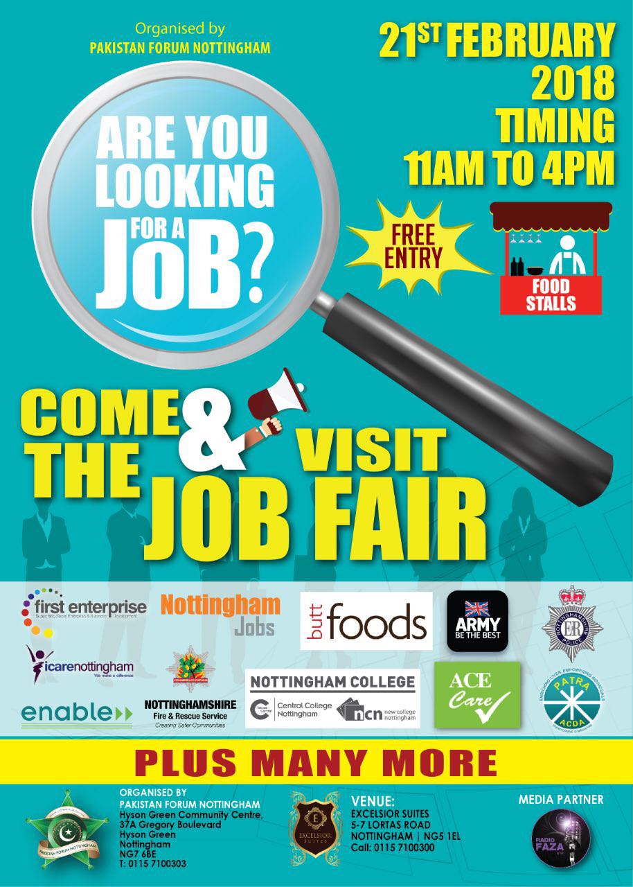 Pakistan Forum Nottingham Job Fair 2018 - Poster